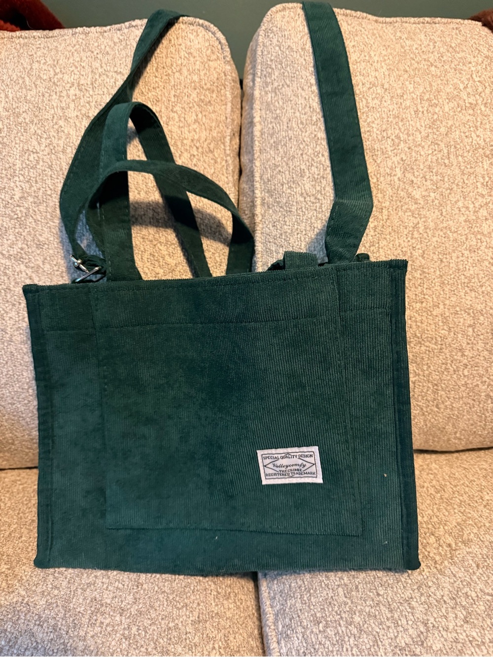 Corduroy Tote Bag in Deep Green - NWOT